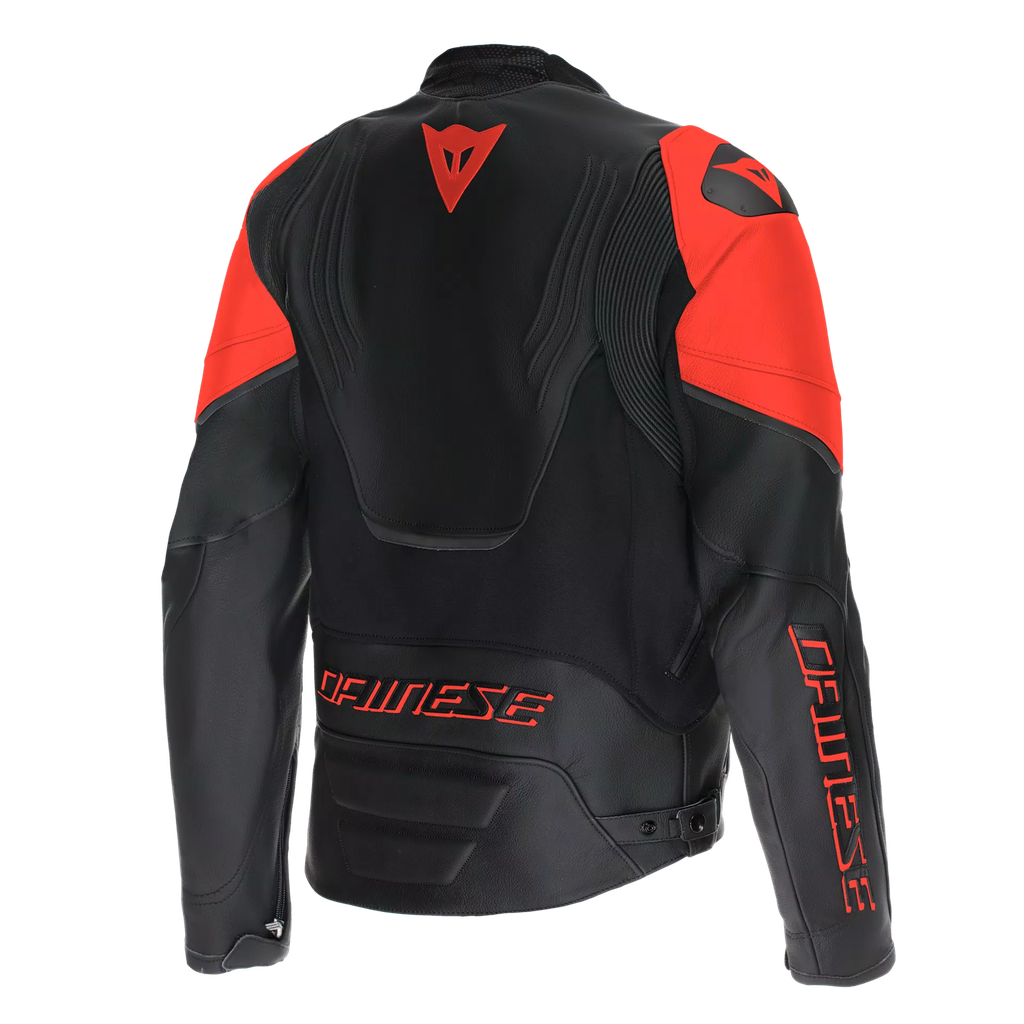 DAINESE CEKET RACING 5 LEATHER BLK BLK RED FLUO