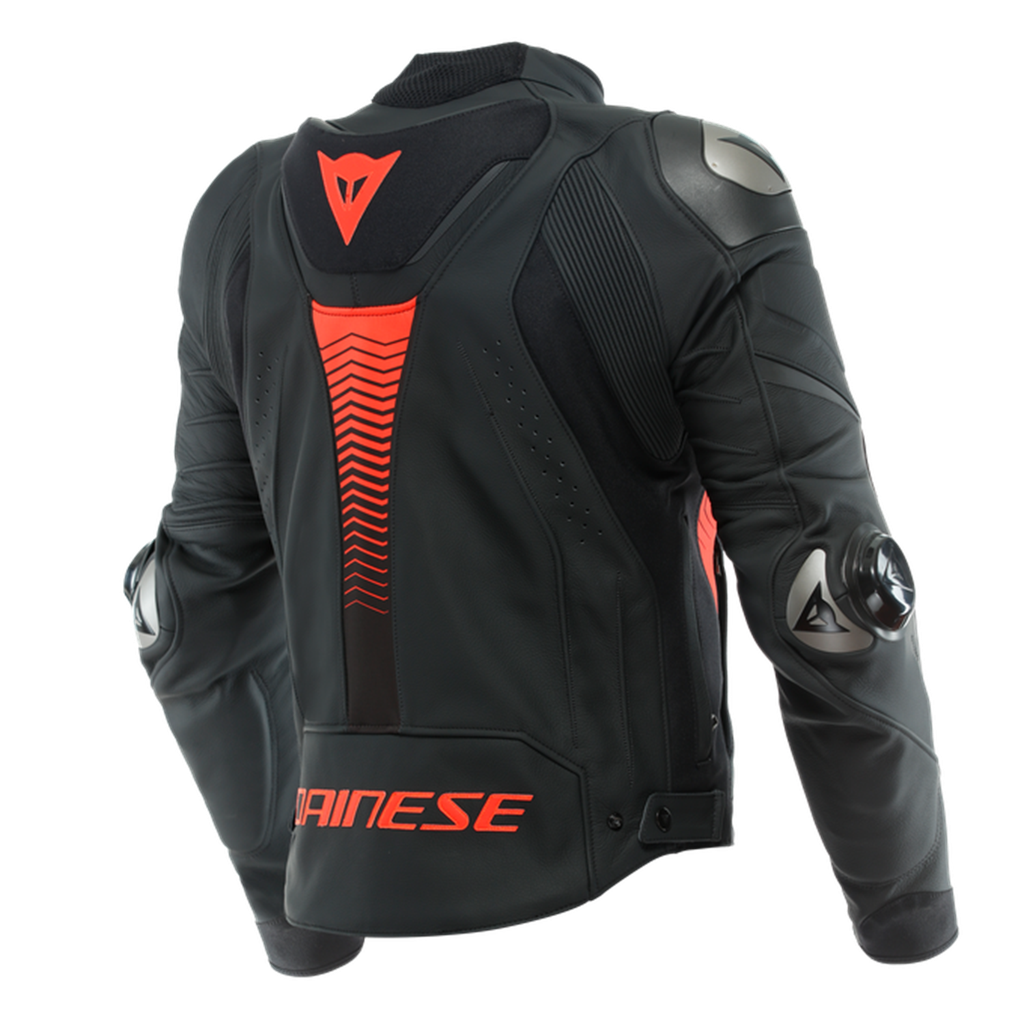DAINESE/SUPER SPEED 4 LTHR JCKT BLK-MATT FLUO RED