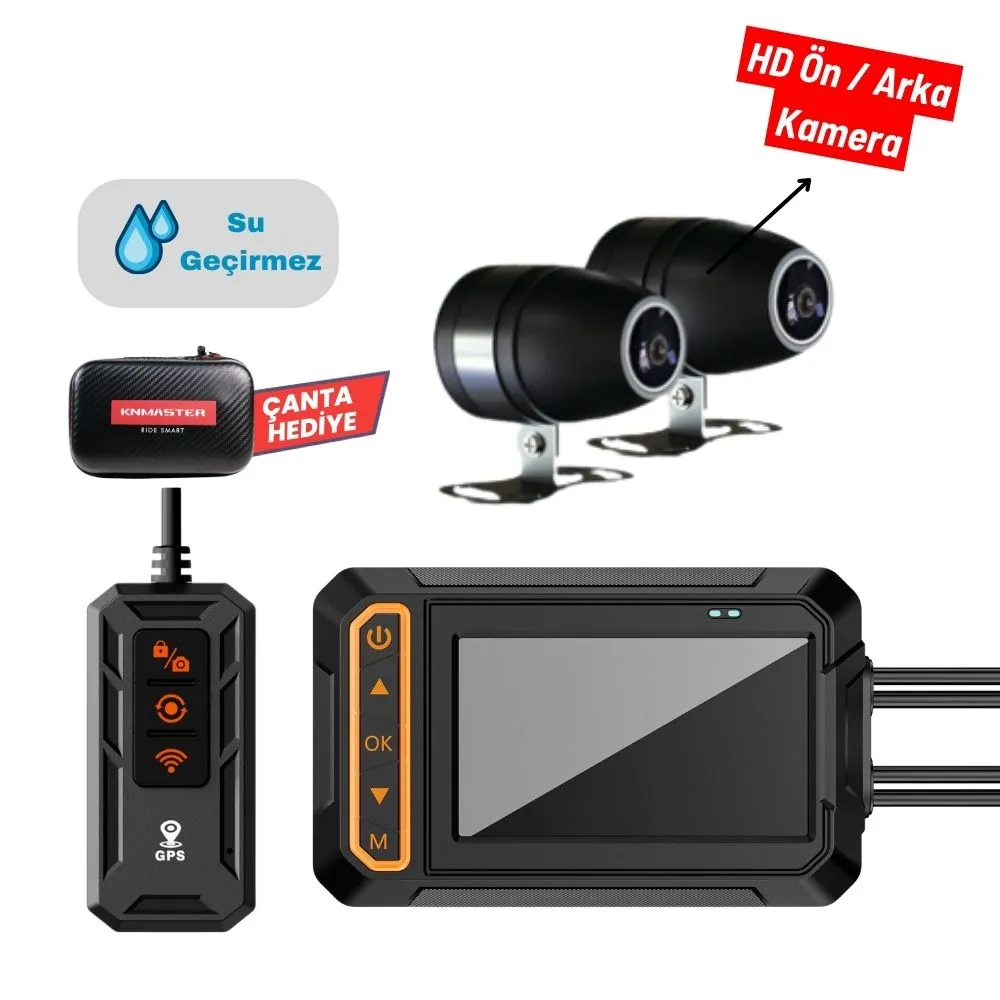 KN MASTER Motocam 1000 Çift Kameralı Full HD Motosiklet DVR Sistemi