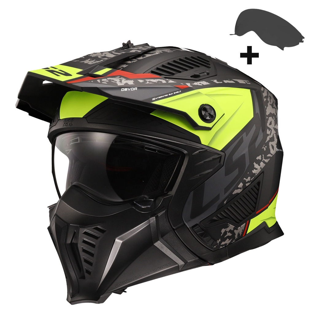 [M03LS204000207-0S] LS2 DRIFTER DEVOR MAT SİYAH-NEON SARI KASK (S)