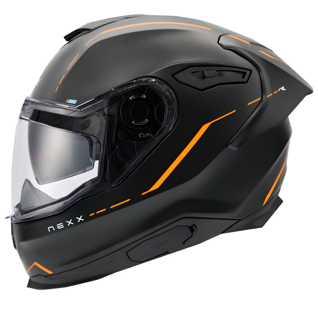 [M03NEX01000252-1S] NEXX Y.100R REACT MAT SİYAH-TURUNCU KASK (XS)