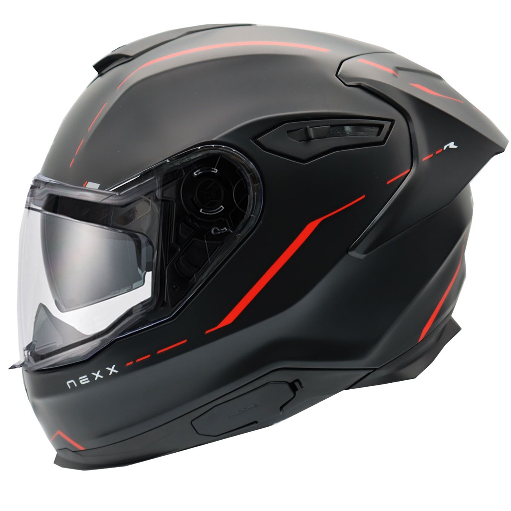 [M03NEX01000249-1S] NEXX Y.100R REACT MAT SİYAH-KIRMIZI KASK (XS)