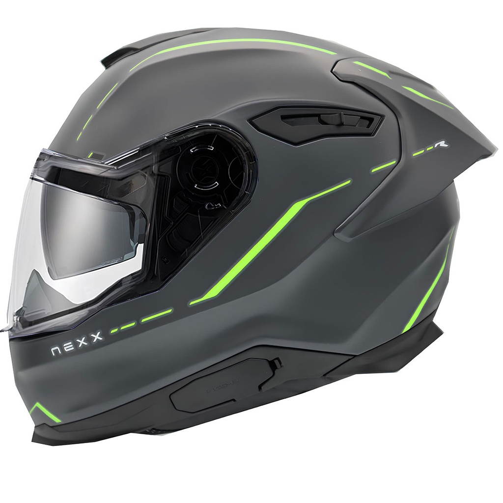 [M03NEX01000243-1S] NEXX Y.100R REACT MAT GRİ-YEŞİL KASK (XS)