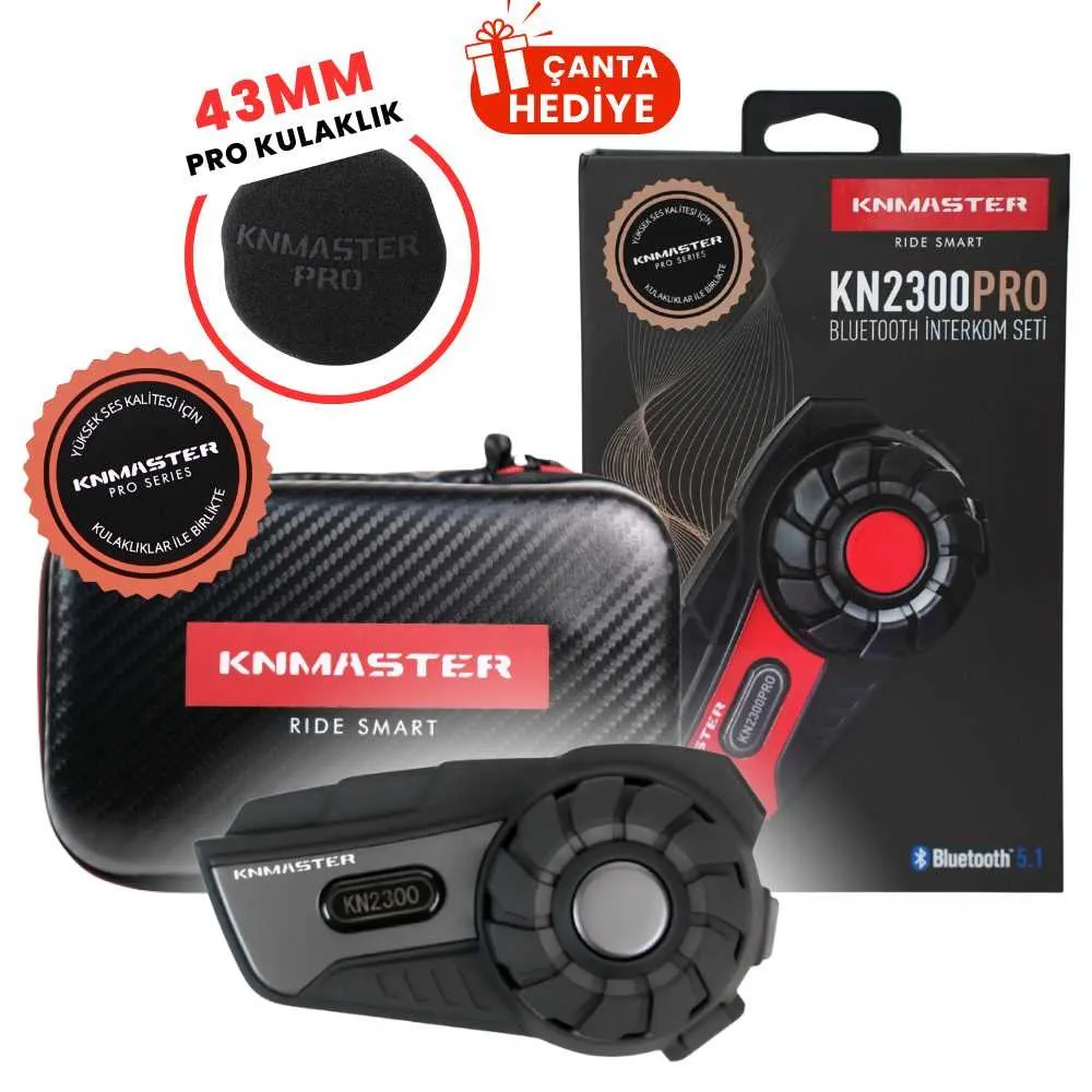 KN MASTER KN2300 PRO Motosiklet Kask İnterkom Bluetooth Intercom Kulaklık Seti Gri