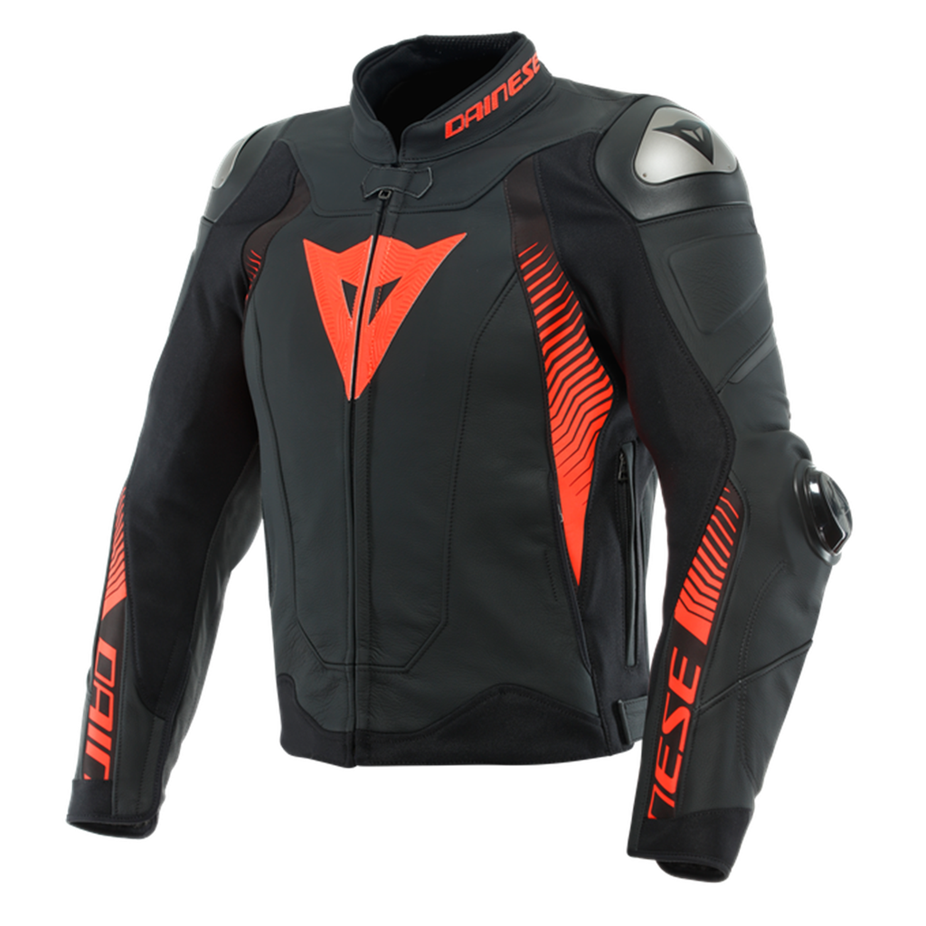 DAINESE Super Speed 4 Black Matt Fluo Red Deri Ceket