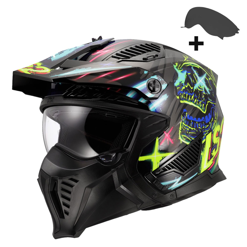 LS2 DRIFTER RAYZ SİYAH-MAVİ KASK
