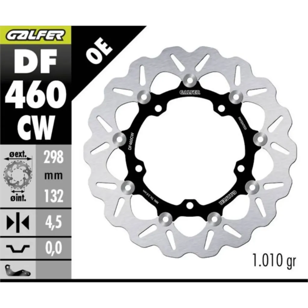 GALFER DF460CW ALUMİNYUM HAREKETLİ DALGALI ÖN FREN DİSKİ 298 X 4,5 MM