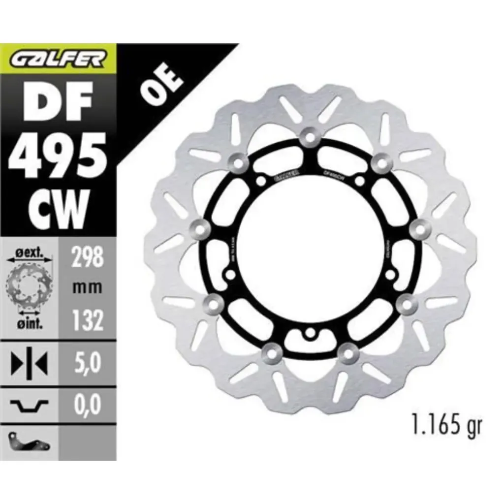 GALFER DF495CW ALUMİNYUM HAREKETLİ DALGALI ÖN FREN DİSKİ 298 X 5 MM