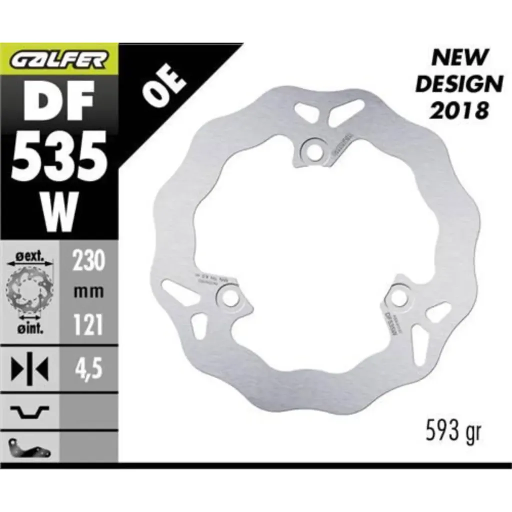 GALFER DF535W HAREKETLİ DALGALI ARKA FREN DİSKİ 230 X 4,5 MM