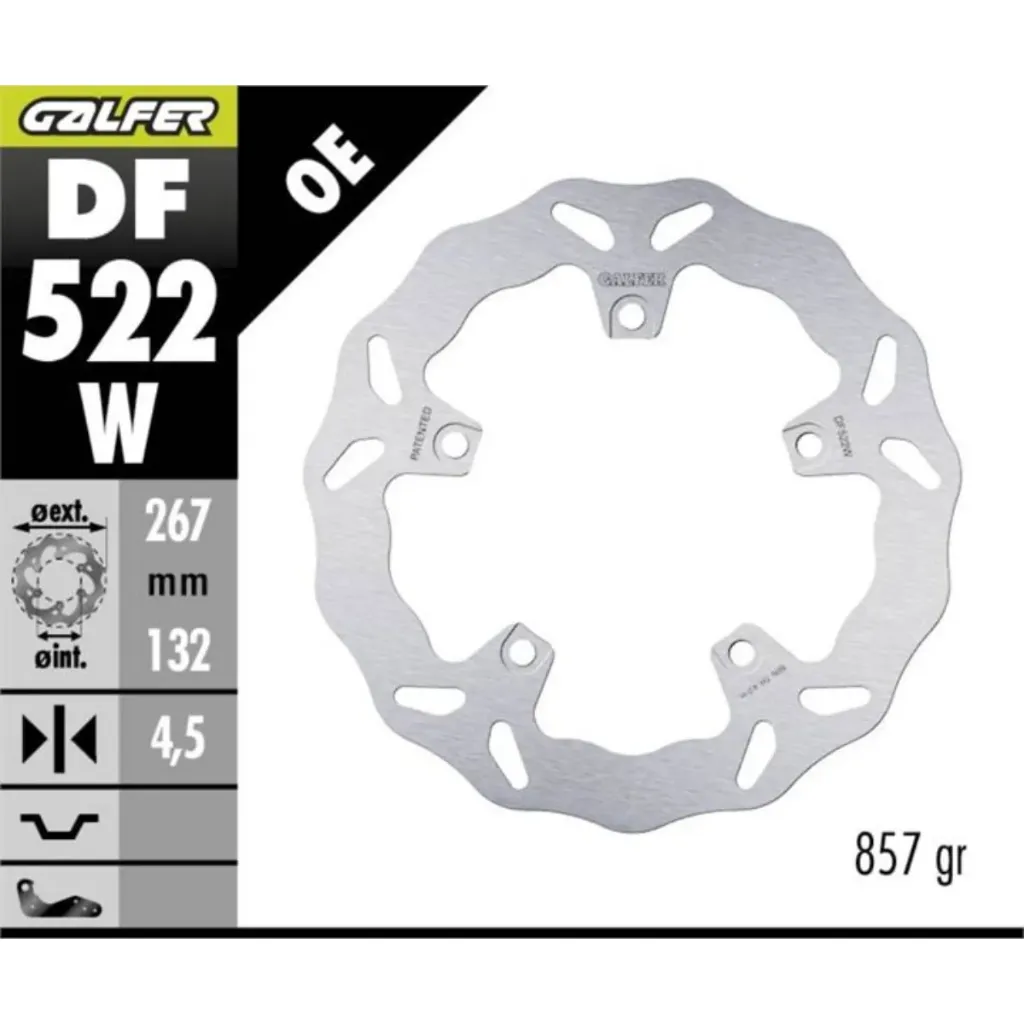 GALFER DF522W HAREKETLİ DALGALI ÖN FREN DİSKİ 267 X 4,5 MM