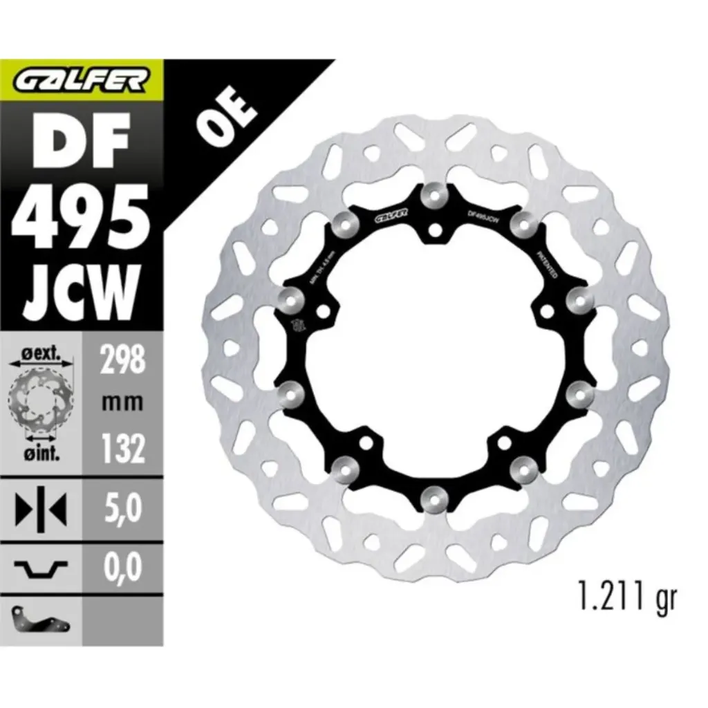 GALFER DF495JCW HAREKETLİ DALGALI ARKA FREN DİSKİ 298 X 5 MM