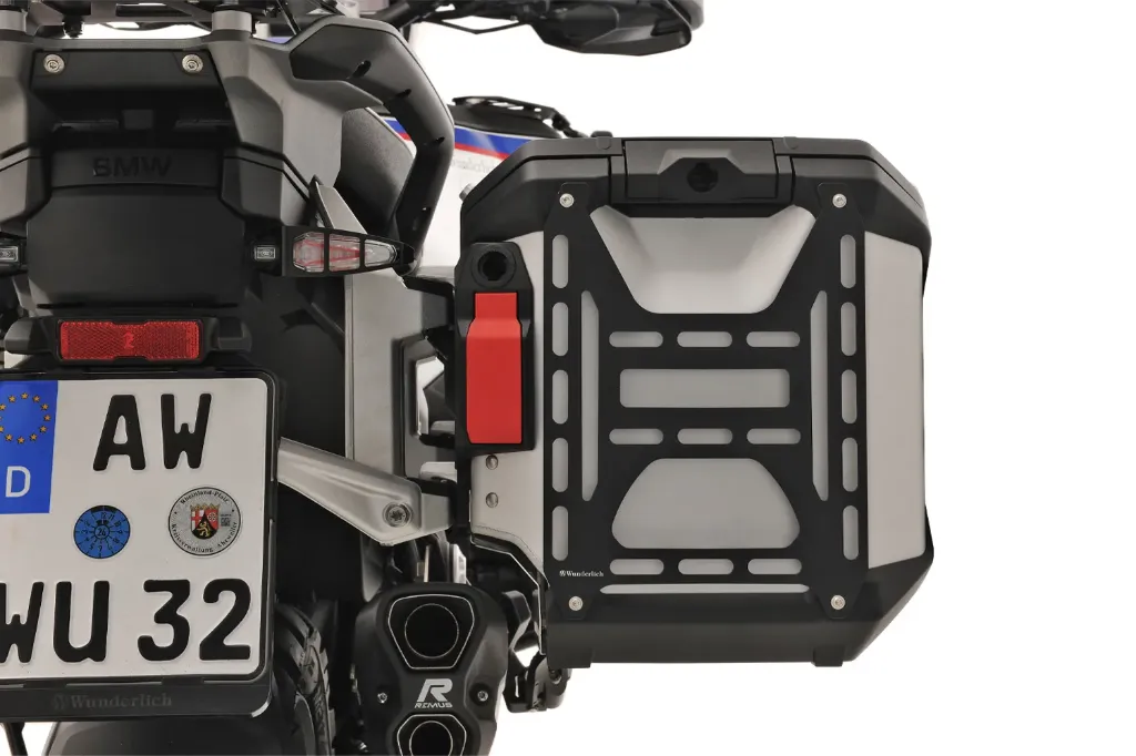 WUNDERLICH Orijinal BMW Alüminyum Yan Çantalar İçin Arka Bagaj Taşıyıcı – R 1300 GS + Adventure – Tekli – Siyah
