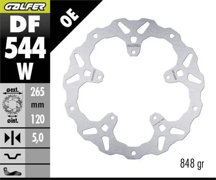 GALFER DF544CW ALUMİNYUM HAREKETLİ DALGALI ARKA FREN DİSKİ 265 X 5 MM