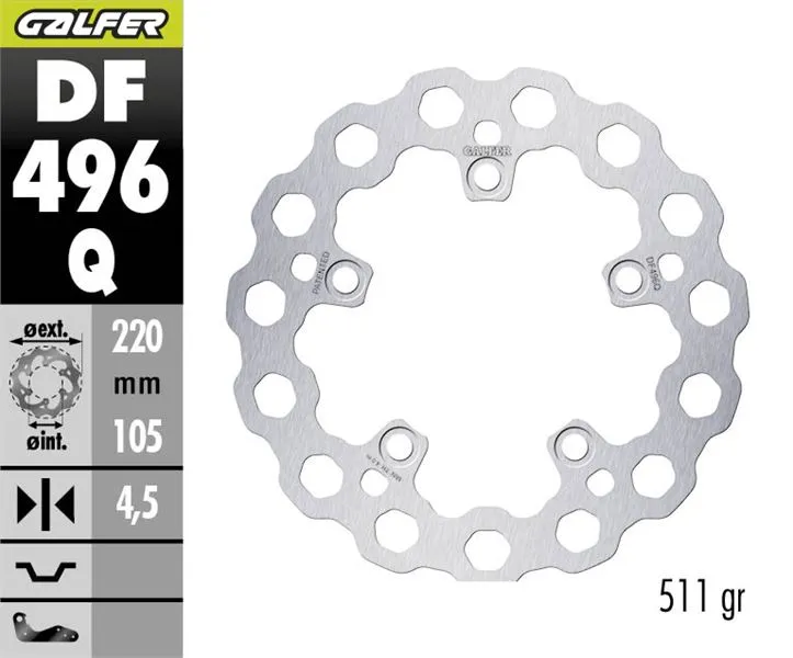 GALFER DF496Q ALUMİNYUM HAREKETLİ DALGALI ARKA FREN DİSKİ 220 X 4,5 MM