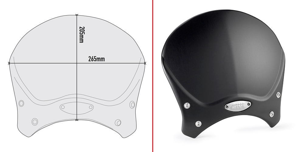 GIVI 100ALB BMW R NINE T (14-21) - YAMAHA XSR 700 (16-20) - XSR 900 (16-21) RÜZGAR SİPERLİK