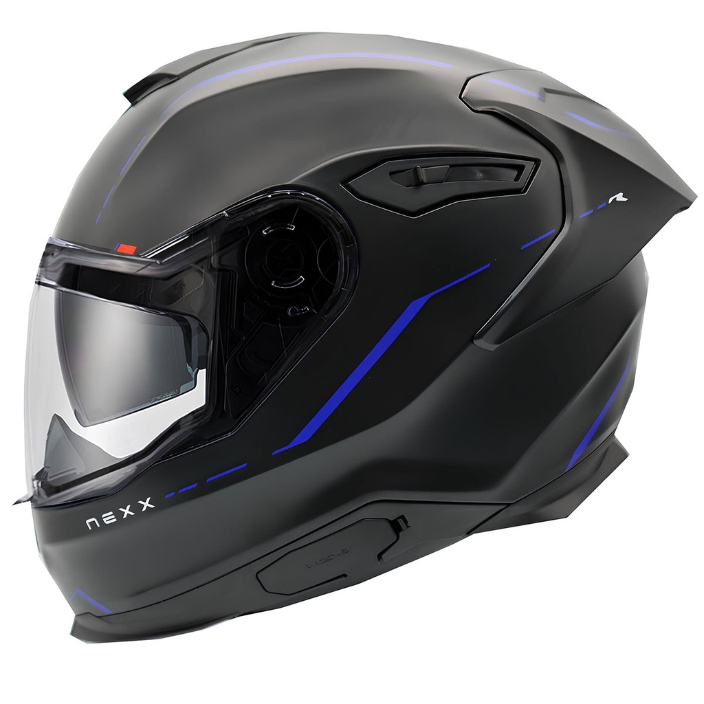 [M1346906-04] NEXX Y.100R REACT MAT SİYAH-MAVİ KASK (S)